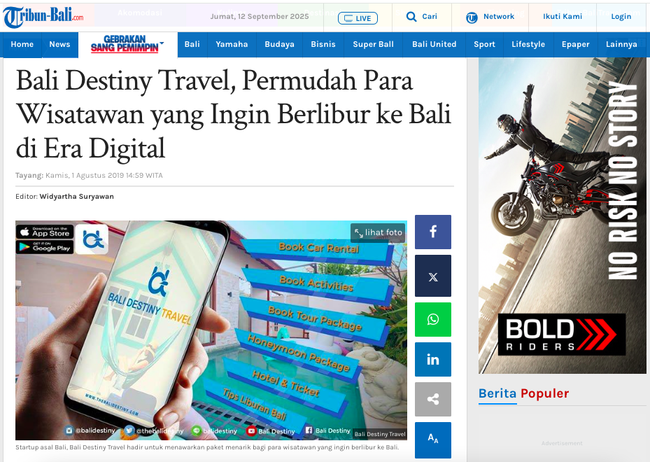 Bali Destiny Travel on Tribun Bali